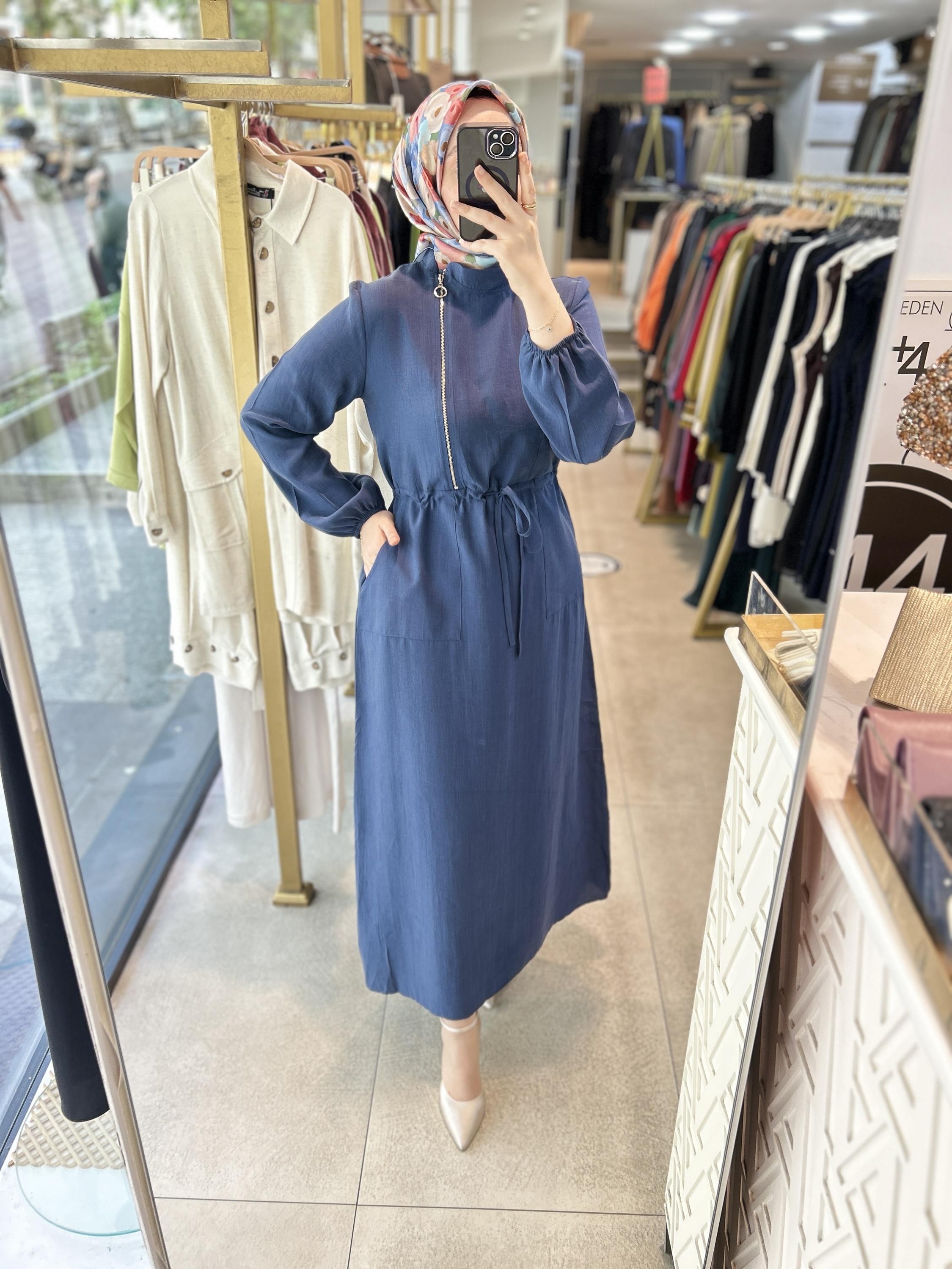 2070 SELMA ZAFEROĞLU FERMUAR DETAYLI BELDEN BAĞLAMALI ELBİSE - Görsel 21