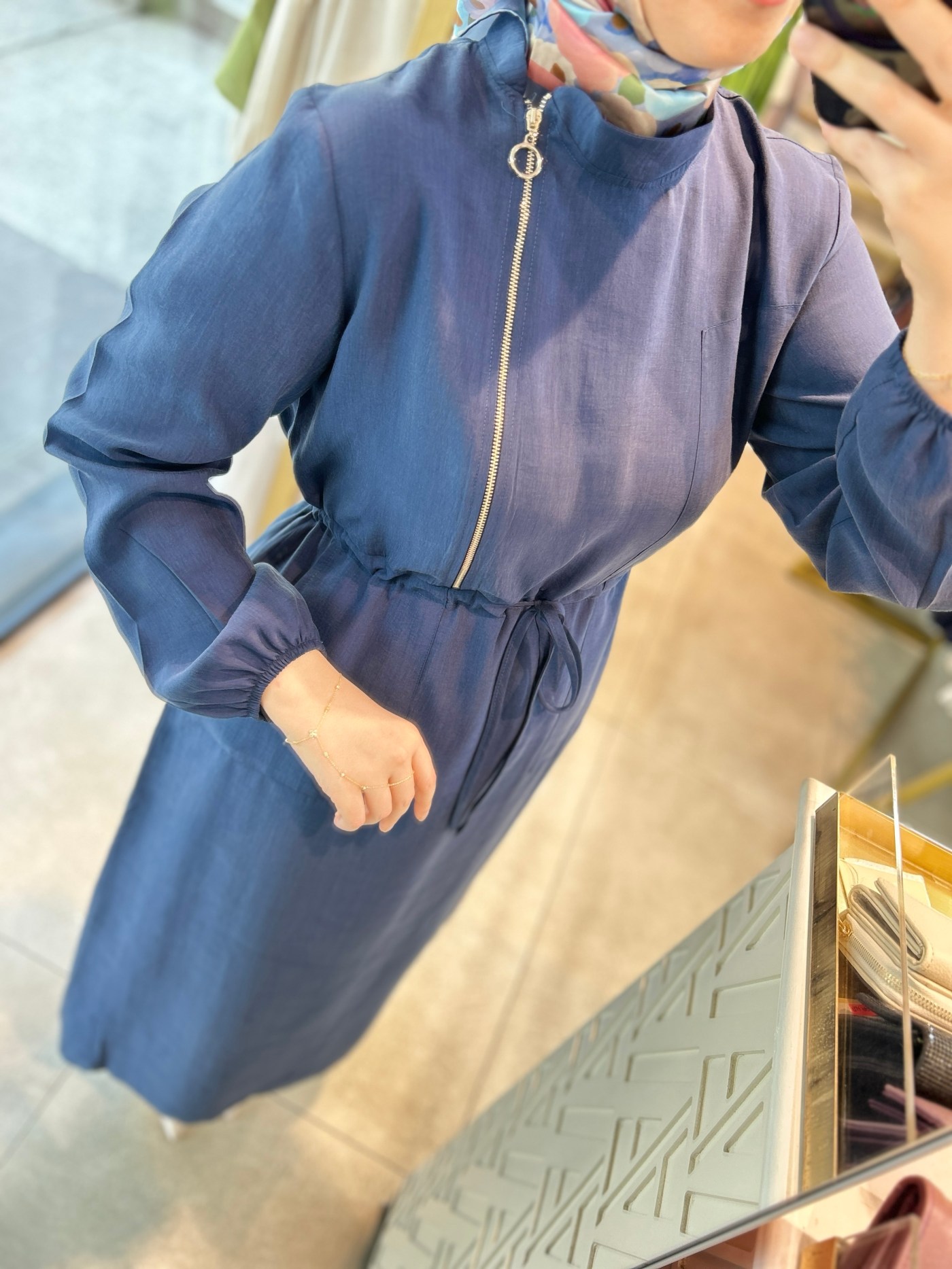 2070 SELMA ZAFEROĞLU FERMUAR DETAYLI BELDEN BAĞLAMALI ELBİSE