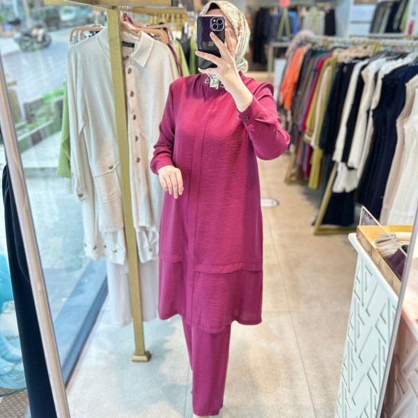 6945 SELMA ZAFEROĞLU HAKİM YAKA ARKASI TAŞ DETAYLI TAKIM - Görsel 2