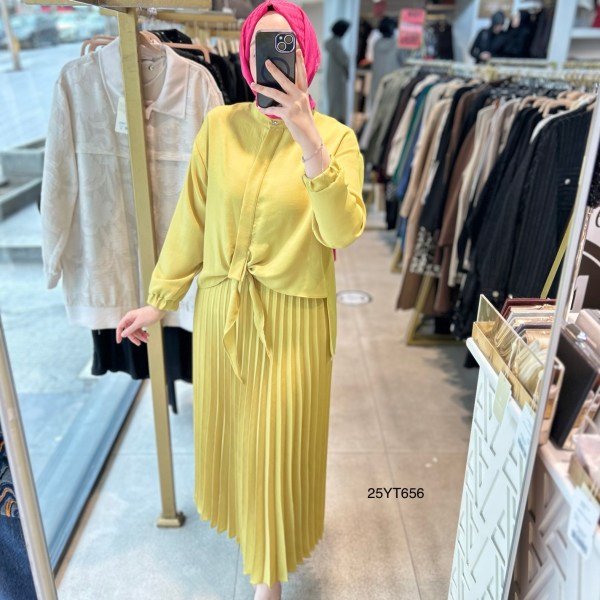 25YT656 Armine Arkası Taşlı Etekli Takım - Görsel 9