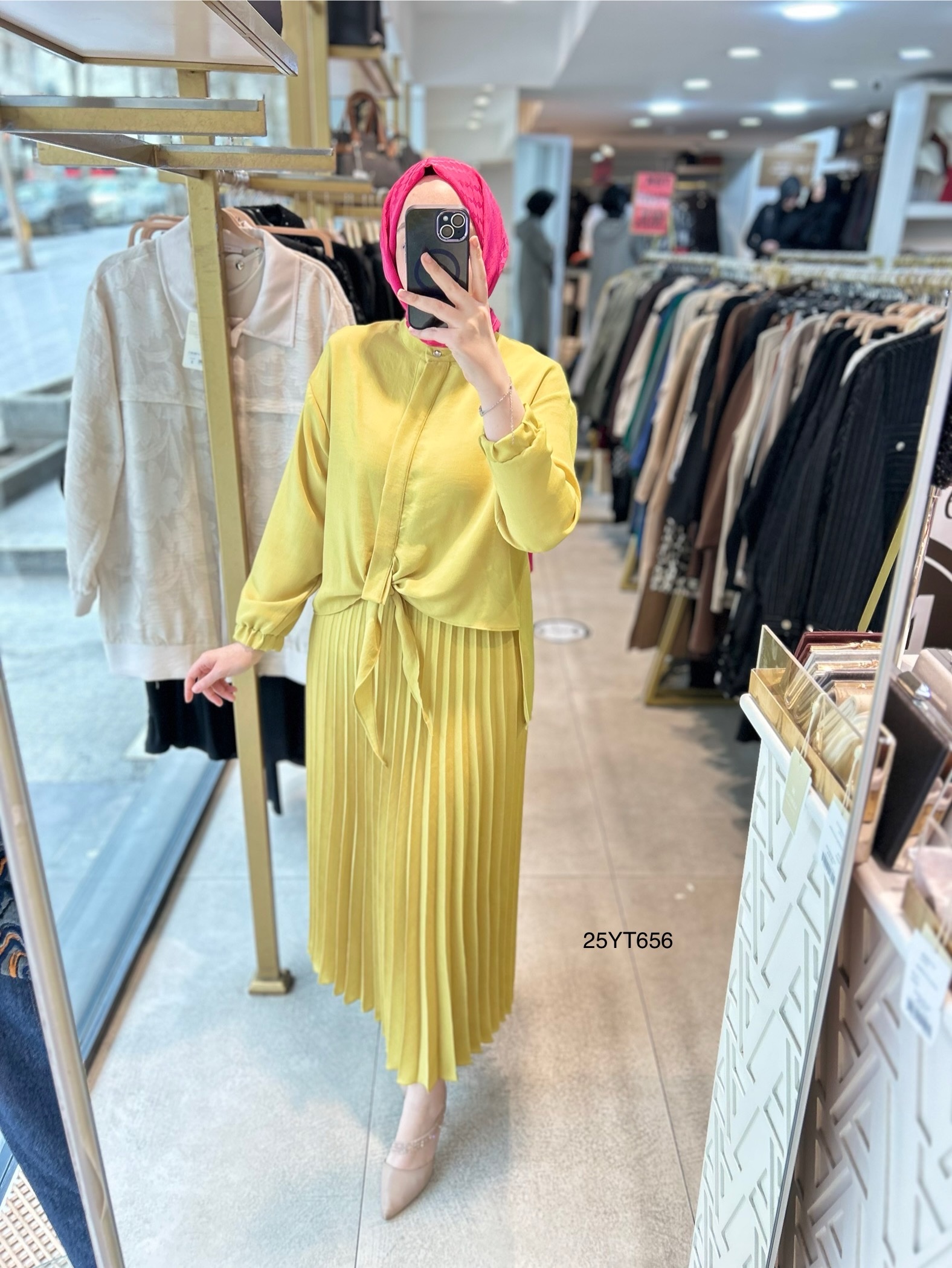 25YT656 Armine Arkası Taşlı Etekli Takım - Görsel 9