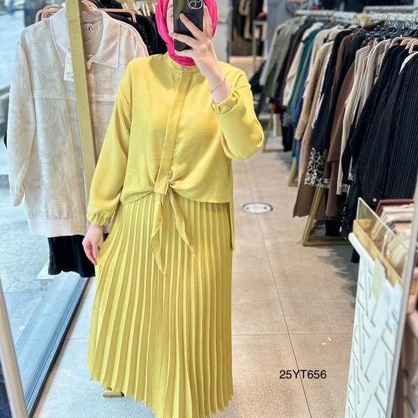 25YT656 Armine Arkası Taşlı Etekli Takım - Görsel 5