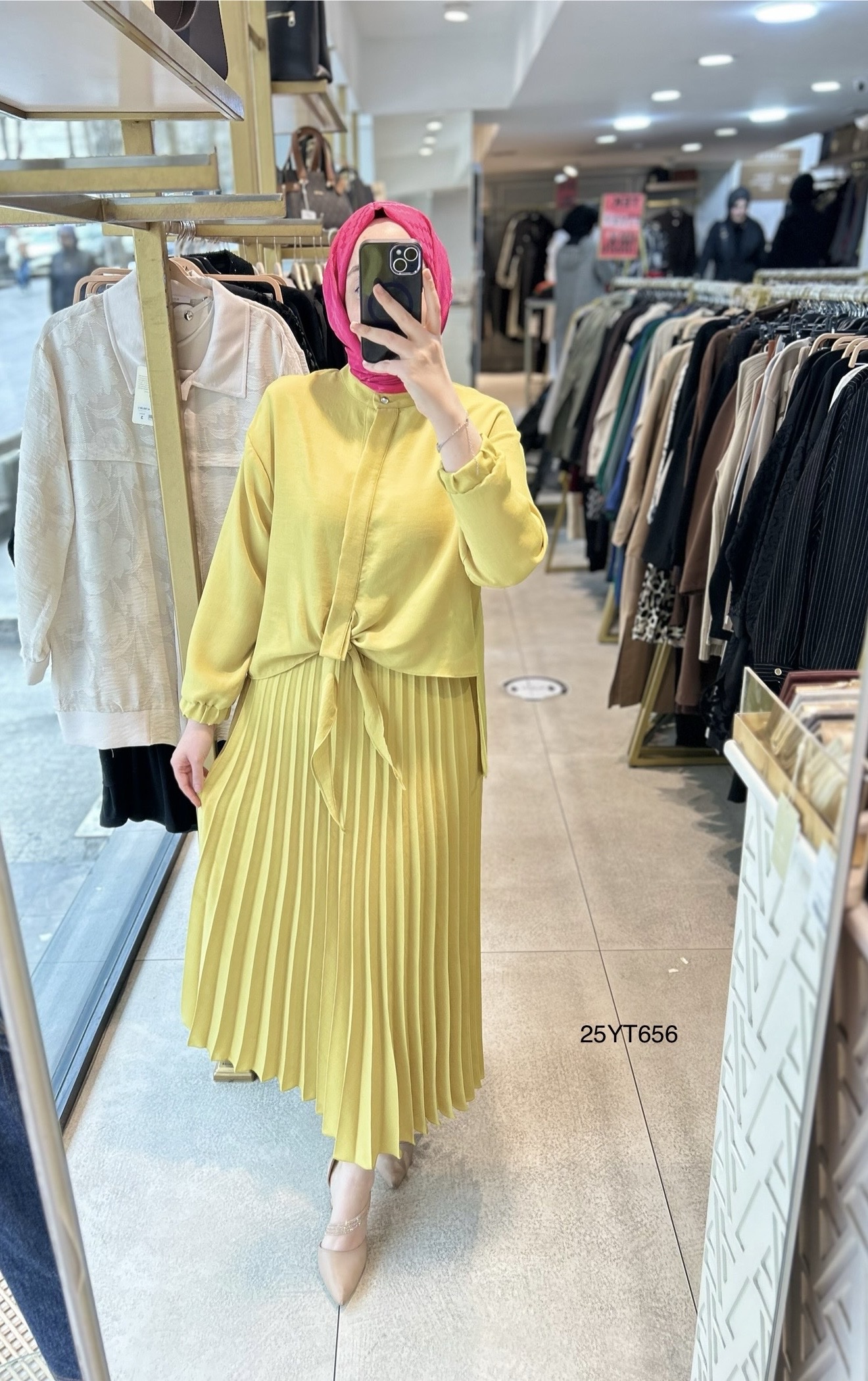 25YT656 Armine Arkası Taşlı Etekli Takım