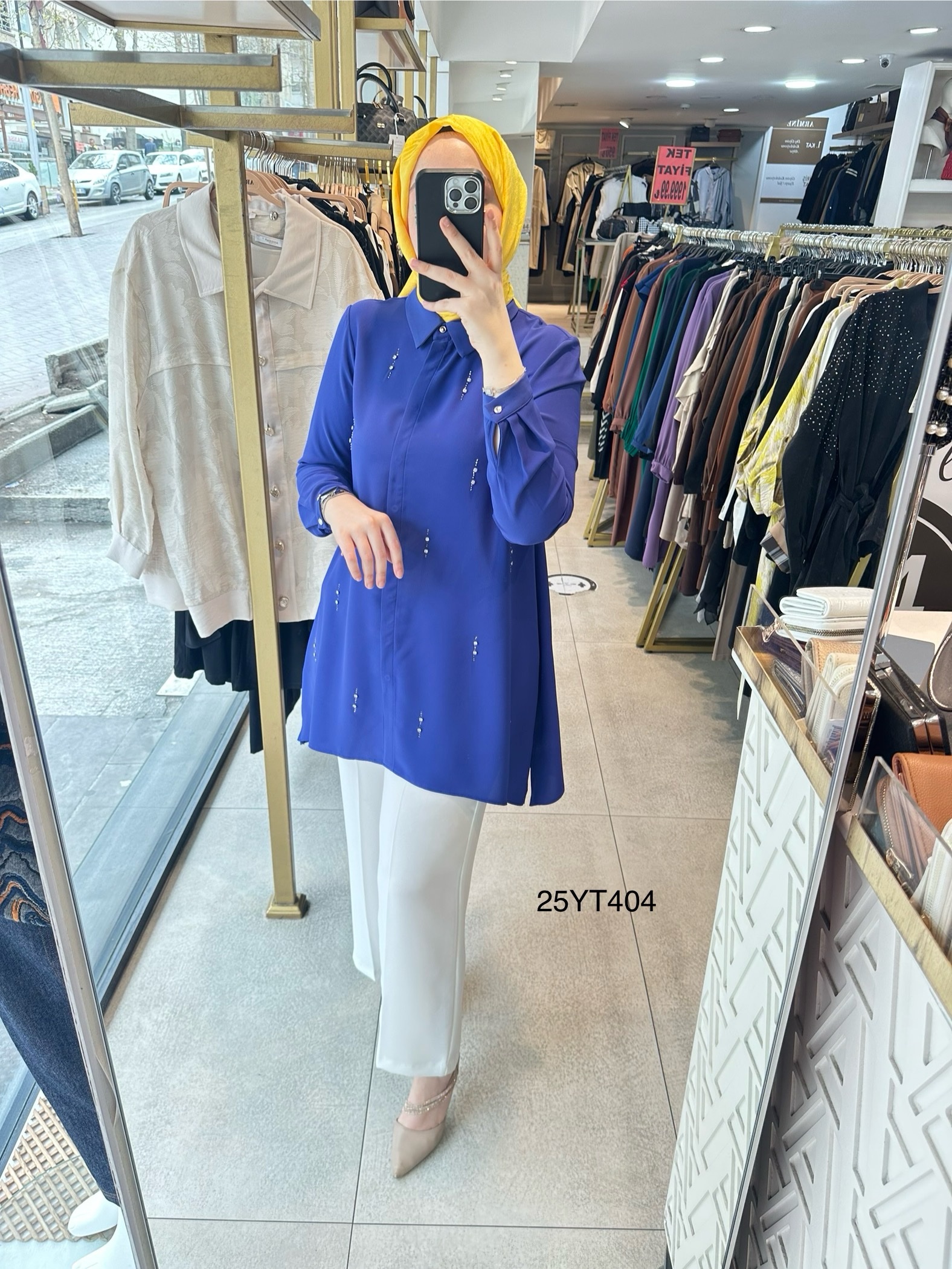 25YT404 TAŞ DETAYLI BASIC TUNİK - Görsel 2