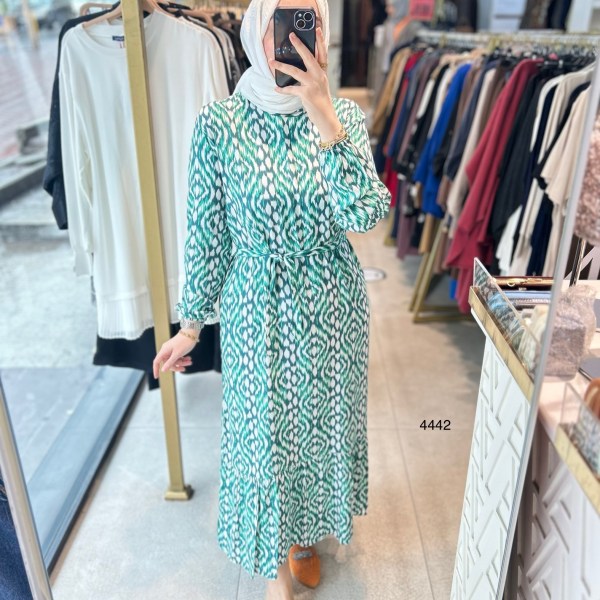 4442 Desenli Viskon Elbise - Görsel 3