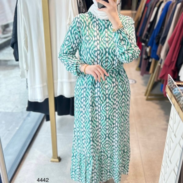 4442 Desenli Viskon Elbise - Görsel 2