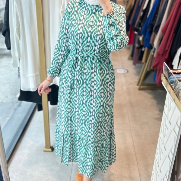 4442 Desenli Viskon Elbise - Görsel 1