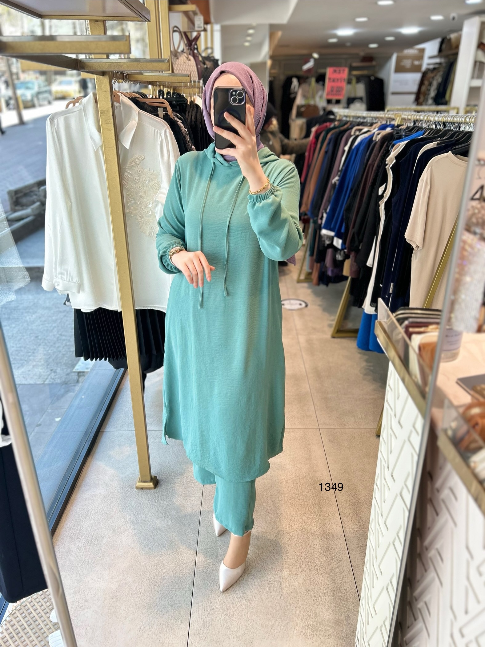 1349 UZUN TUNİKLİ AYROBİN KUMAŞ SPOR TAKIM - Görsel 6