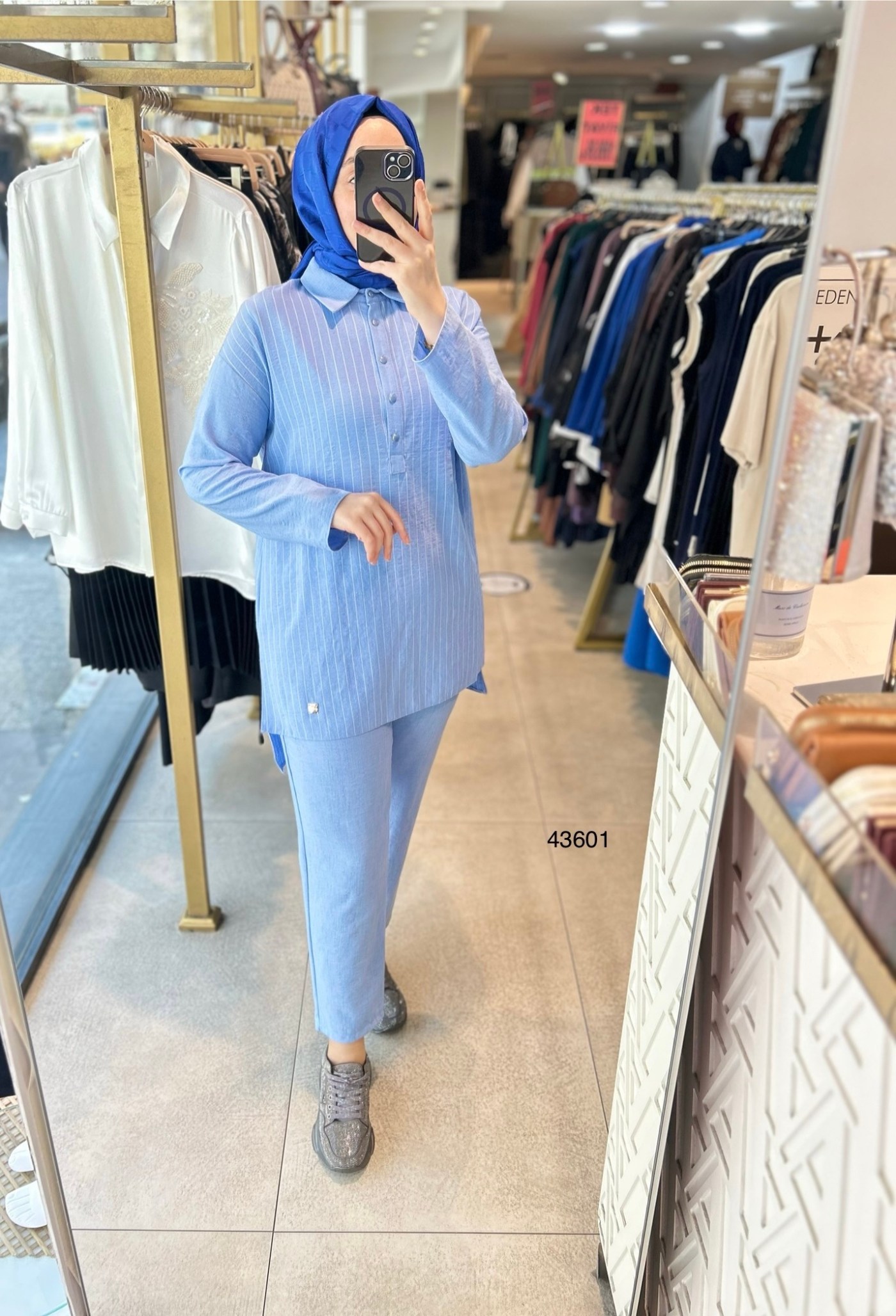 43601 ÇİZGİLİ ÖN DÜĞME DETAYLI ALT ÜST TAKIM