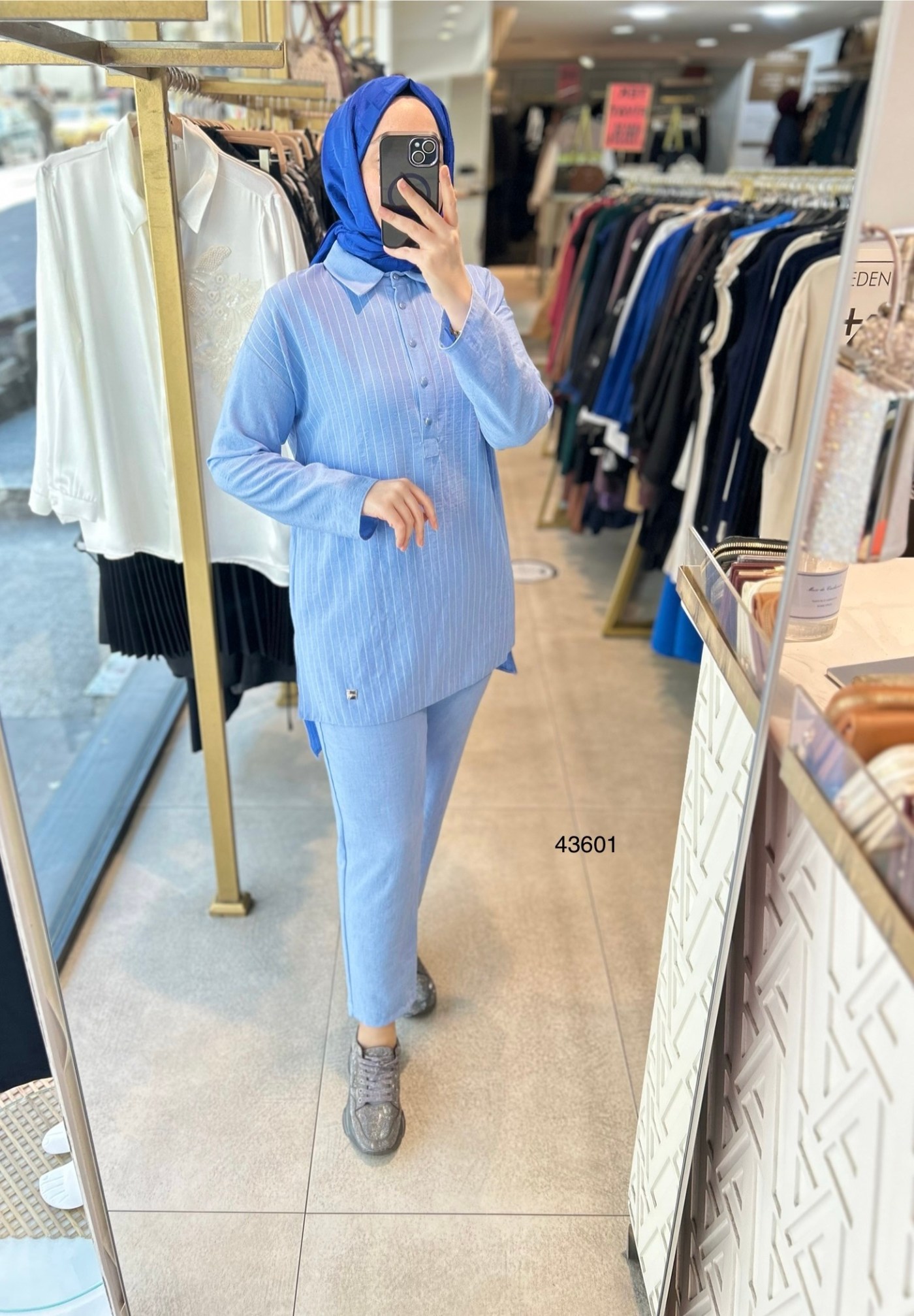 43601 ÇİZGİLİ ÖN DÜĞME DETAYLI ALT ÜST TAKIM