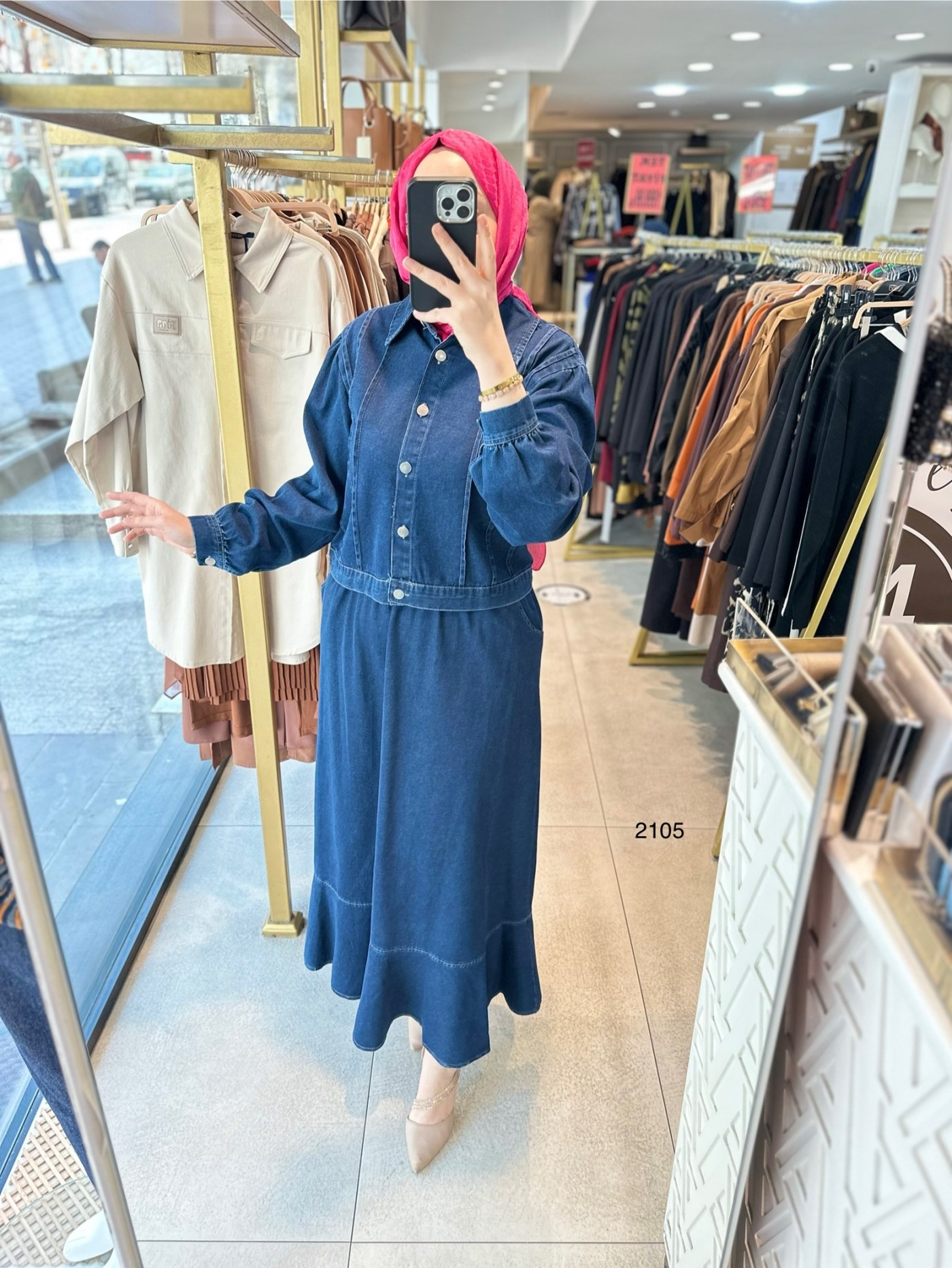 2105 DÜĞMELİ CEKETLİ ETEKLİ TAKIM