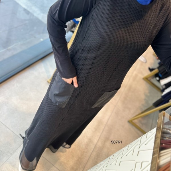 50761 Düz İç Elbise Üst File Kumaş Cep Detaylı Elbise - Görsel 3