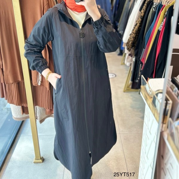 ARMİNE TREND Kapüşonlu Paraşüt Kumaşlı Boydan Fermuarlı Giy Çık  25YT517 - Görsel 11