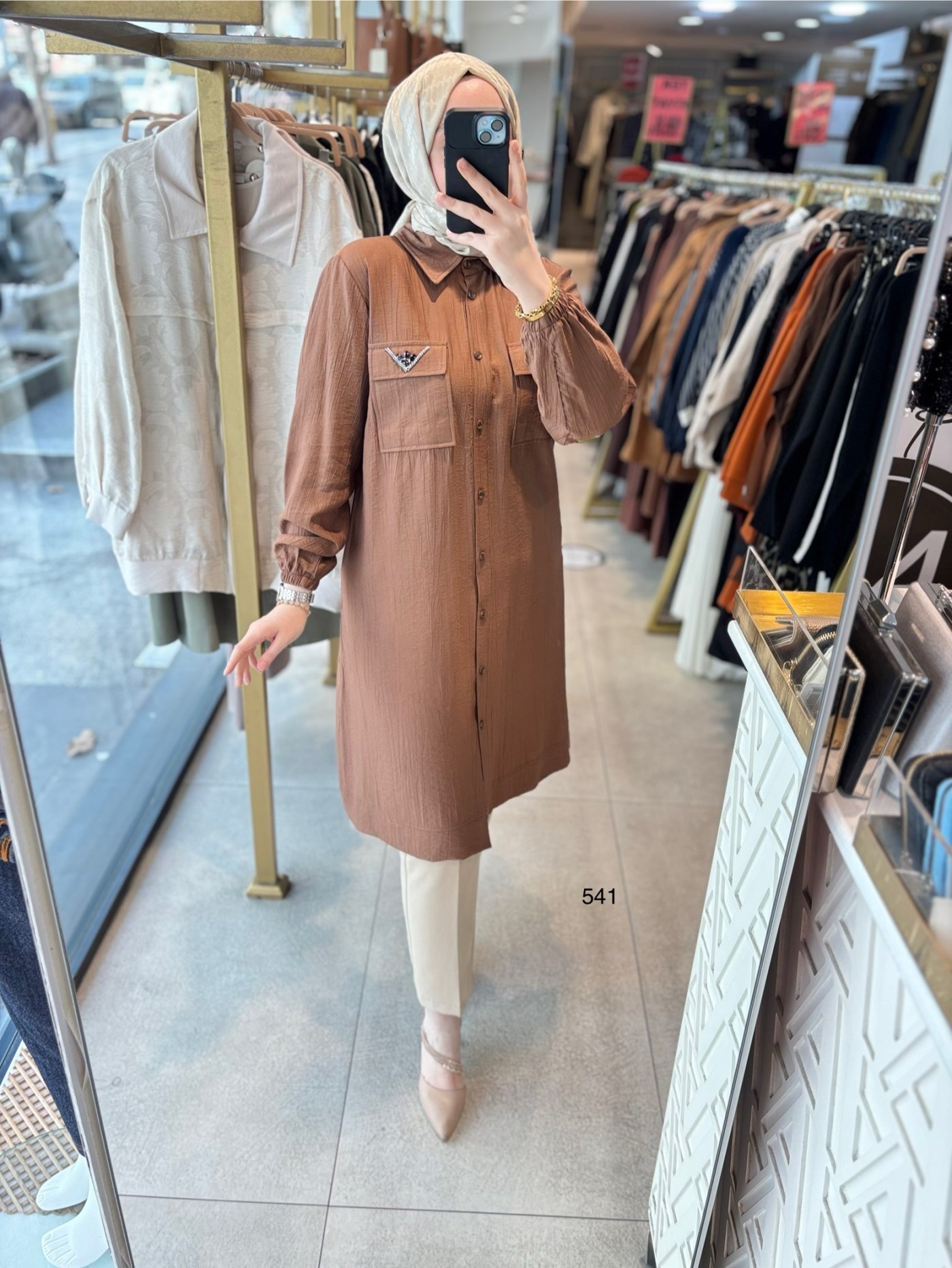 541 CEP DETAYLI DÜĞMELİ GÖMLEK YAKA TUNİK