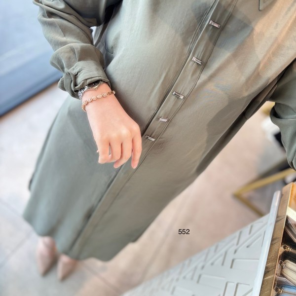 552 GİZLİ DÜĞMELİ GÖMLEK YAKA TENCEL KUMAŞ TUNİK - Görsel 10