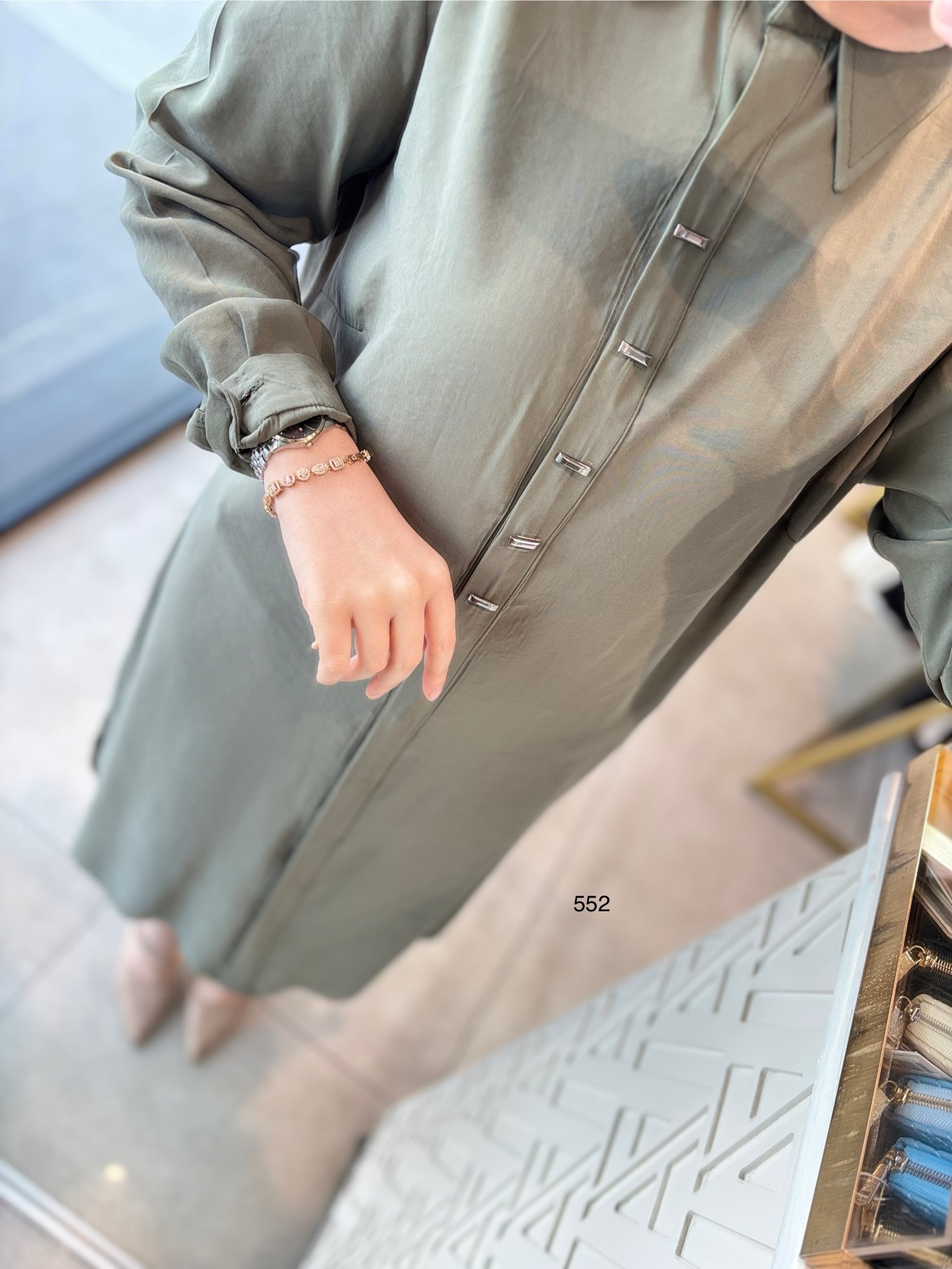 552 GİZLİ DÜĞMELİ GÖMLEK YAKA TENCEL KUMAŞ TUNİK - Görsel 10