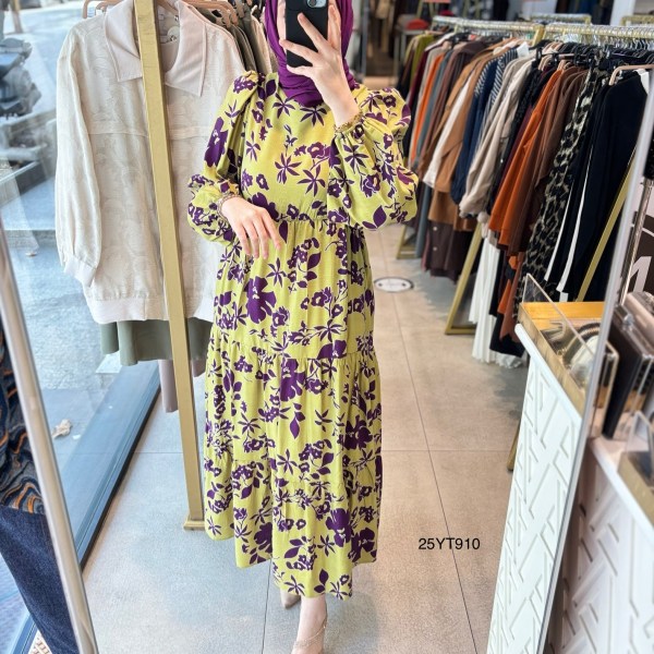 ARMİNE TREND ÇİÇEK DESENLİ ELBİSE 25YT910 - Görsel 1