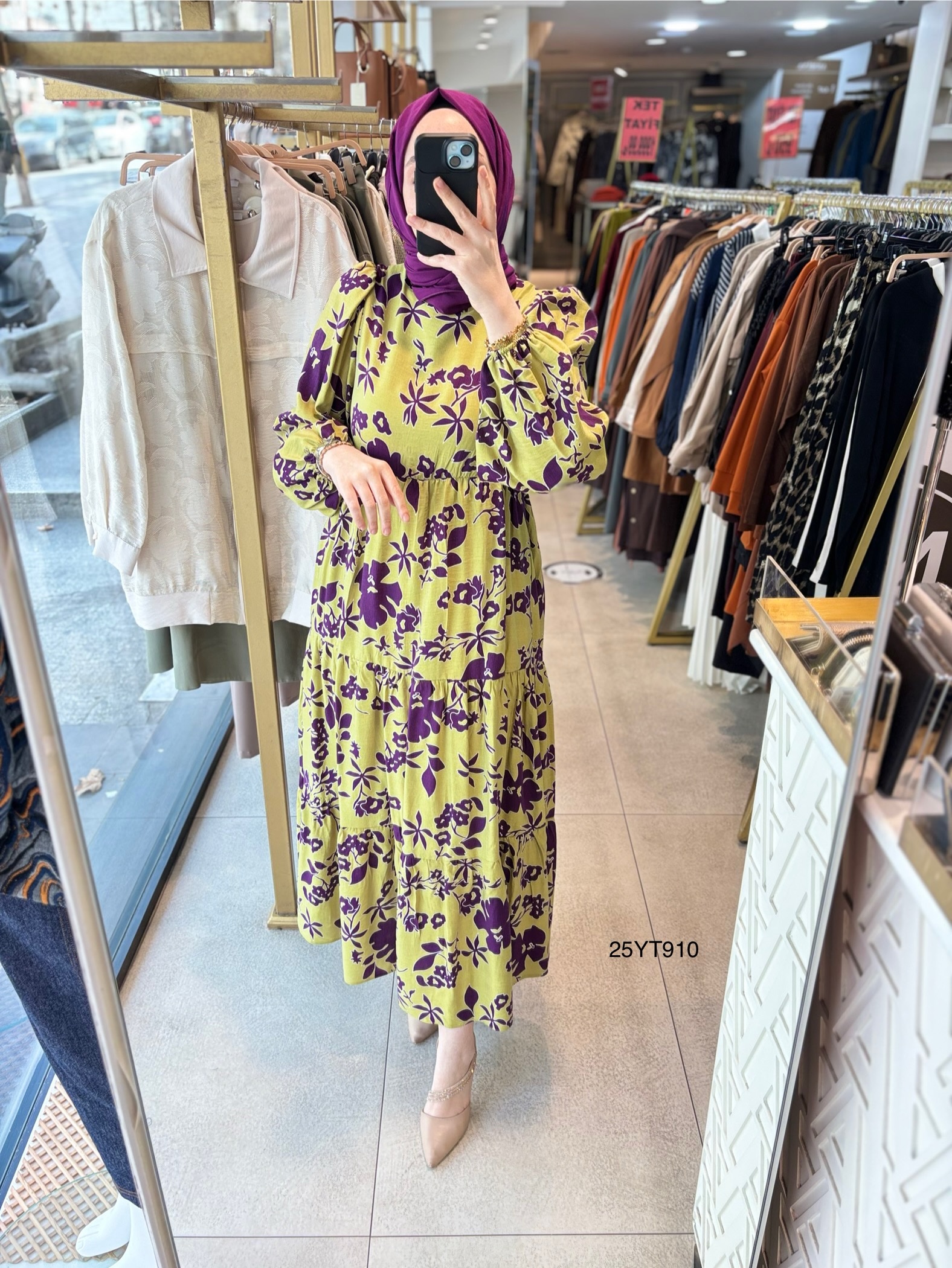 ARMİNE TREND ÇİÇEK DESENLİ ELBİSE 25YT910 - Görsel 9