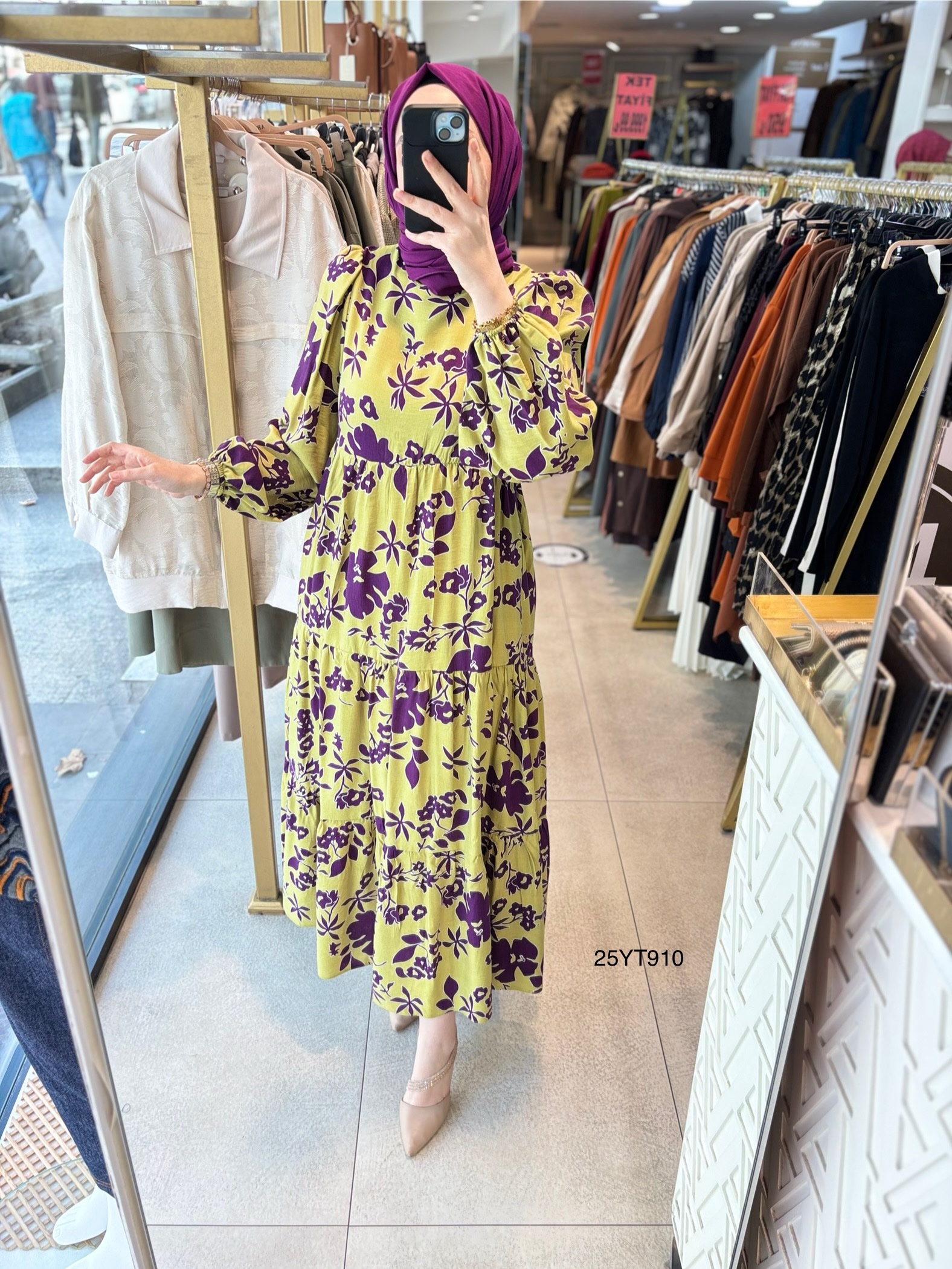 ARMİNE TREND ÇİÇEK DESENLİ ELBİSE 25YT910 - Görsel 4