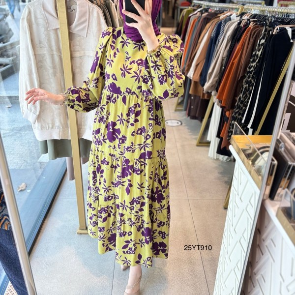 ARMİNE TREND ÇİÇEK DESENLİ ELBİSE 25YT910 - Görsel 6