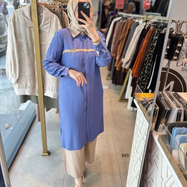 543 ŞERİT DETAYLI GİZLİ DÜĞMELİ ALT ÜST TAKIM - Görsel 14