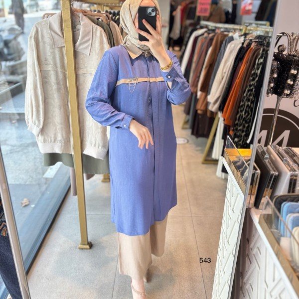 543 ŞERİT DETAYLI GİZLİ DÜĞMELİ ALT ÜST TAKIM - Görsel 10