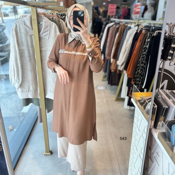 543 ŞERİT DETAYLI GİZLİ DÜĞMELİ ALT ÜST TAKIM - Görsel 15