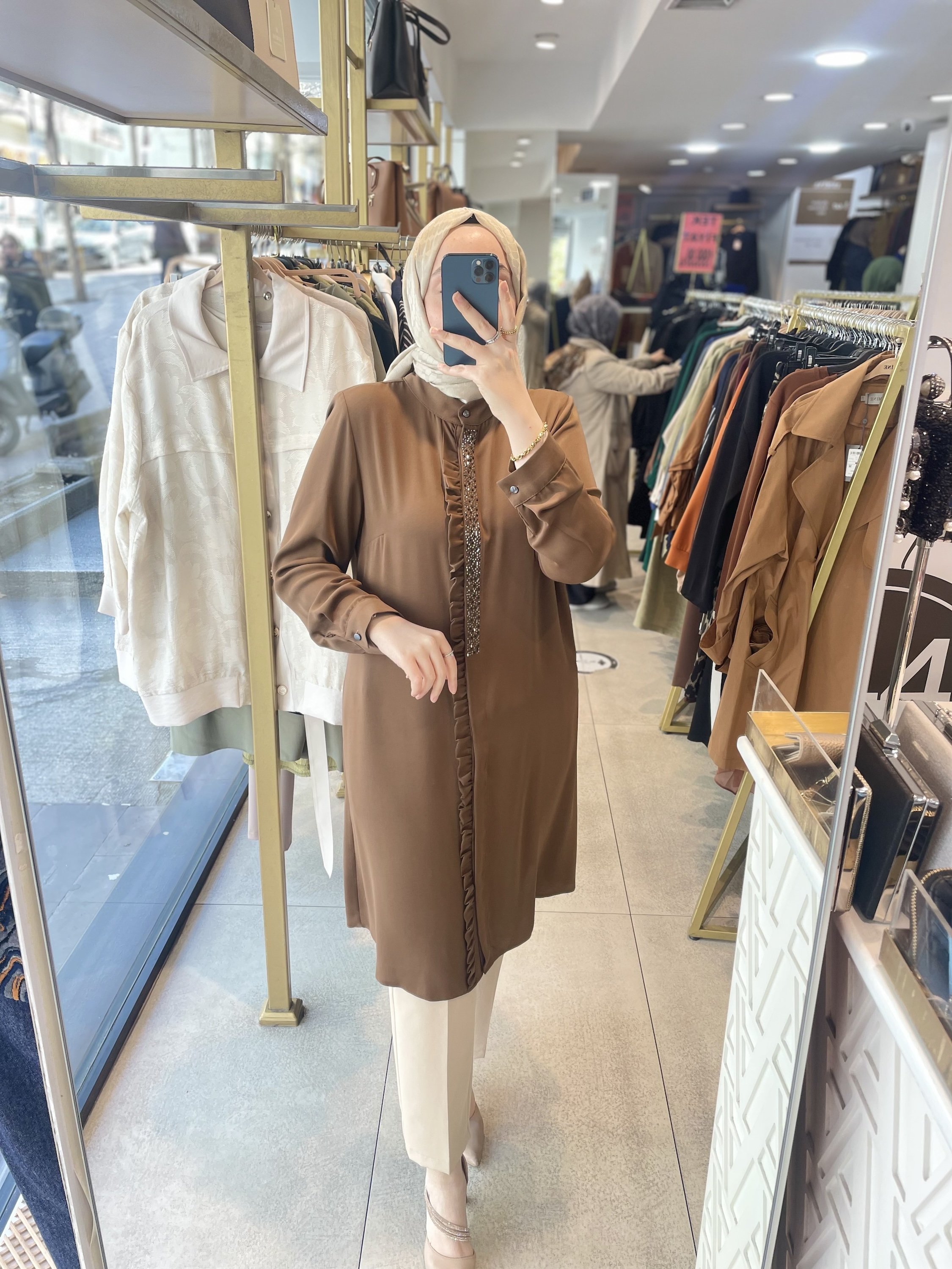 2862 ÖNÜ FIRFIR DETAYLI GİZLİ DÜĞMELİ TUNİK - Görsel 7