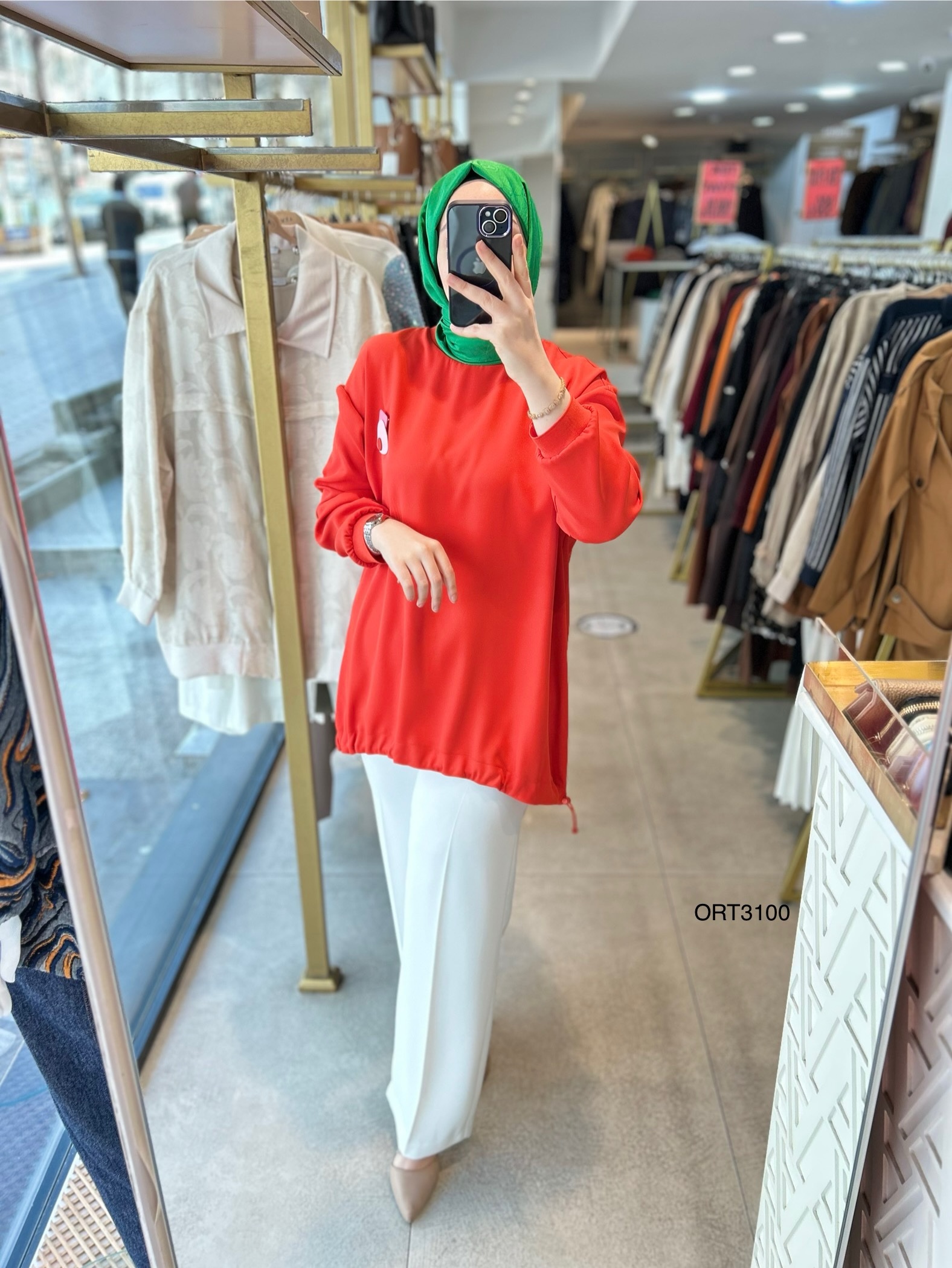 ARMİNE ORTD3100 KOL DETAYI RİBANALI ALT KISMI BÜZGÜLÜ TUNİK - Görsel 20