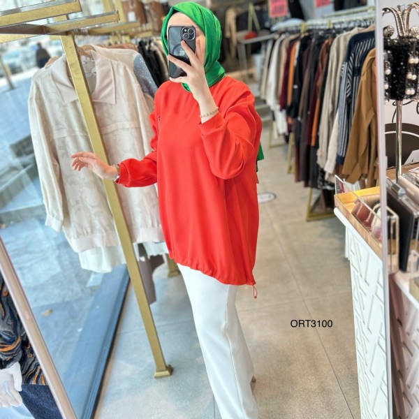 ARMİNE ORTD3100 KOL DETAYI RİBANALI ALT KISMI BÜZGÜLÜ TUNİK - Görsel 24