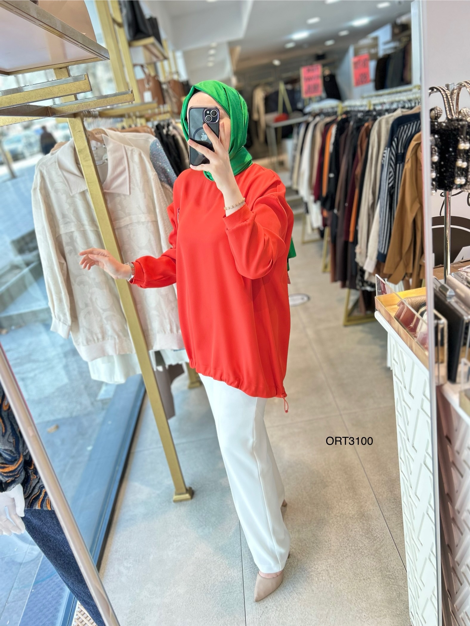 ARMİNE ORTD3100 KOL DETAYI RİBANALI ALT KISMI BÜZGÜLÜ TUNİK - Görsel 24