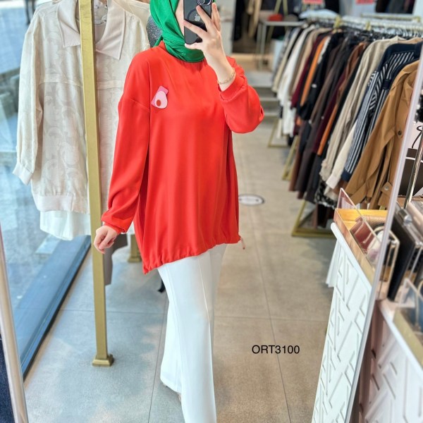 ARMİNE ORTD3100 KOL DETAYI RİBANALI ALT KISMI BÜZGÜLÜ TUNİK - Görsel 12