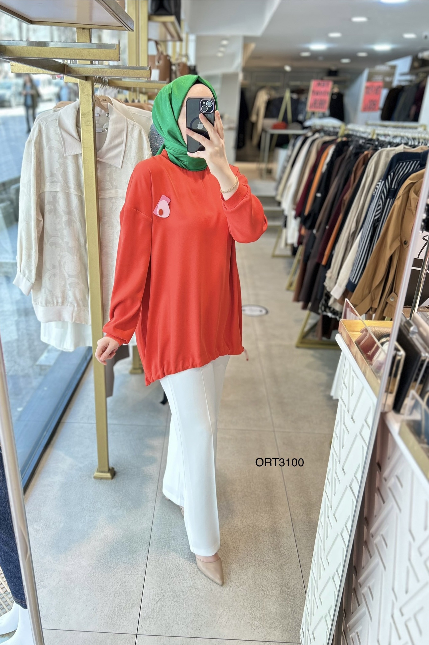 ARMİNE ORTD3100 KOL DETAYI RİBANALI ALT KISMI BÜZGÜLÜ TUNİK