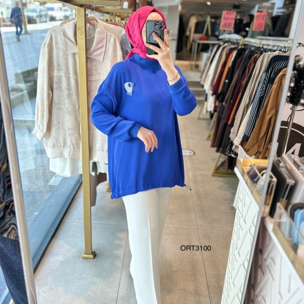 ARMİNE ORTD3100 KOL DETAYI RİBANALI ALT KISMI BÜZGÜLÜ TUNİK - Görsel 10