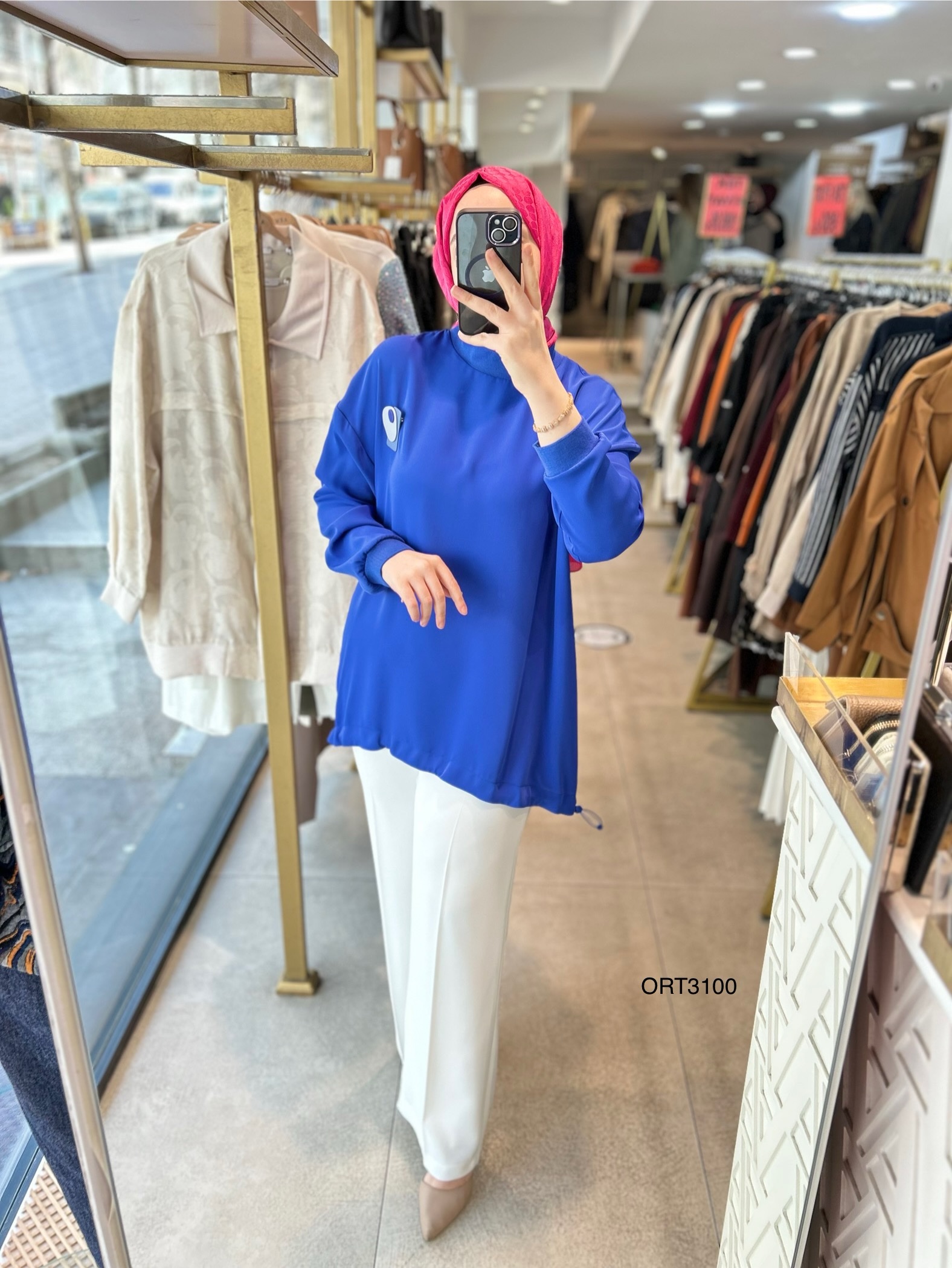 ARMİNE ORTD3100 KOL DETAYI RİBANALI ALT KISMI BÜZGÜLÜ TUNİK - Görsel 9