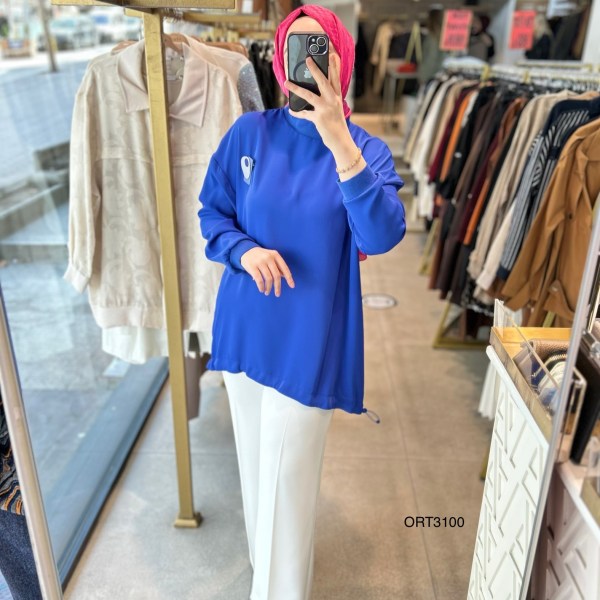 ARMİNE ORTD3100 KOL DETAYI RİBANALI ALT KISMI BÜZGÜLÜ TUNİK - Görsel 26