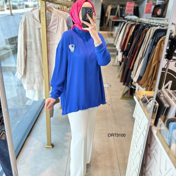 ARMİNE ORTD3100 KOL DETAYI RİBANALI ALT KISMI BÜZGÜLÜ TUNİK - Görsel 22