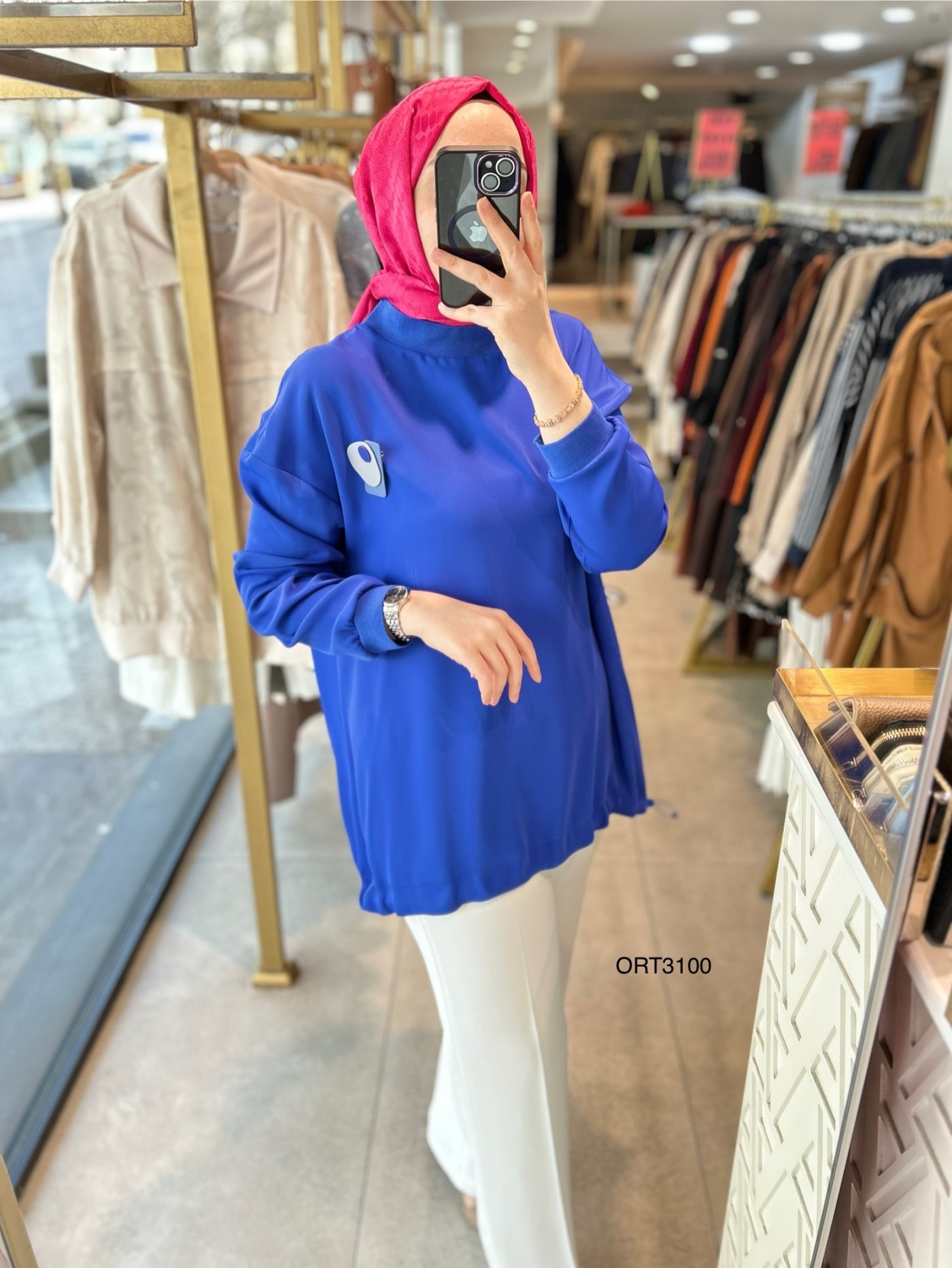 ARMİNE ORTD3100 KOL DETAYI RİBANALI ALT KISMI BÜZGÜLÜ TUNİK