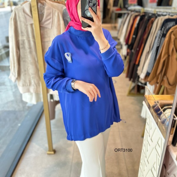 ARMİNE ORTD3100 KOL DETAYI RİBANALI ALT KISMI BÜZGÜLÜ TUNİK - Görsel 18