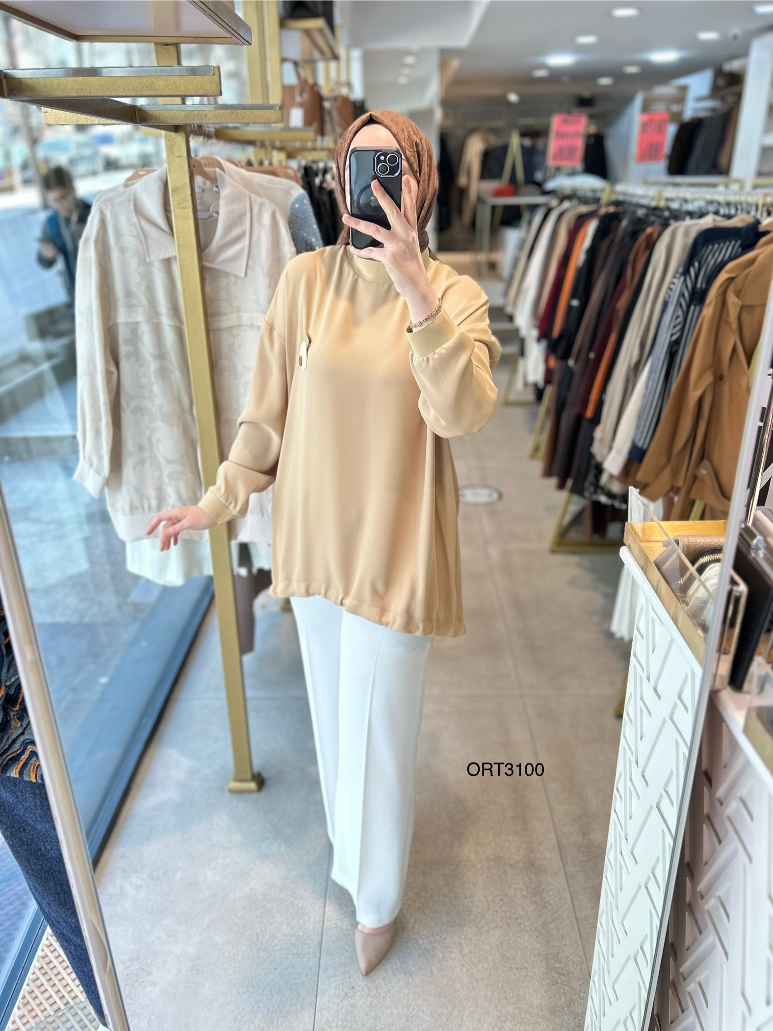 ARMİNE ORTD3100 KOL DETAYI RİBANALI ALT KISMI BÜZGÜLÜ TUNİK - Görsel 19