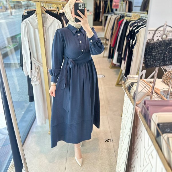 5217 Bağlama Detaylı Elbise - Görsel 1