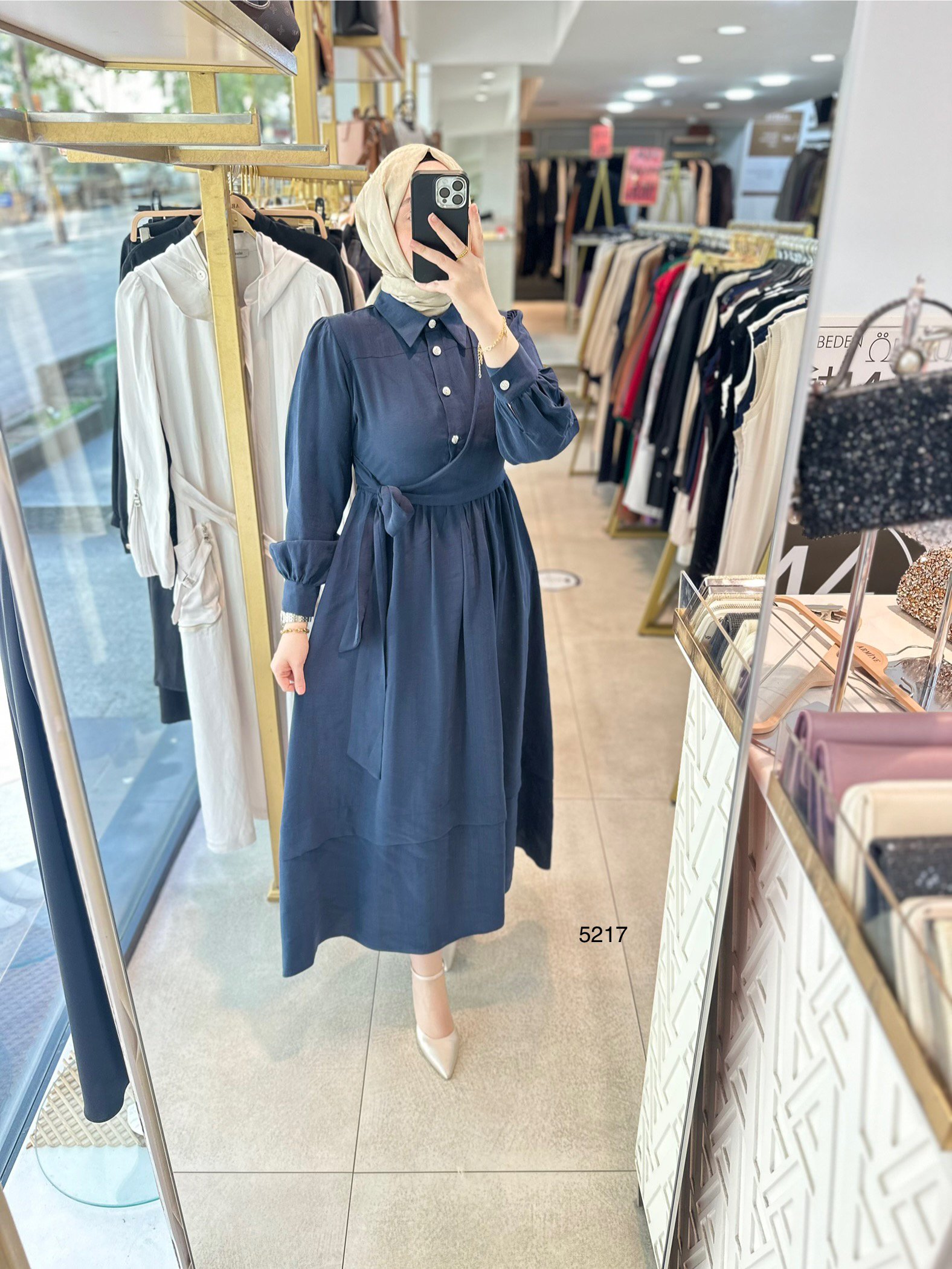 5217 Bağlama Detaylı Elbise - Görsel 1