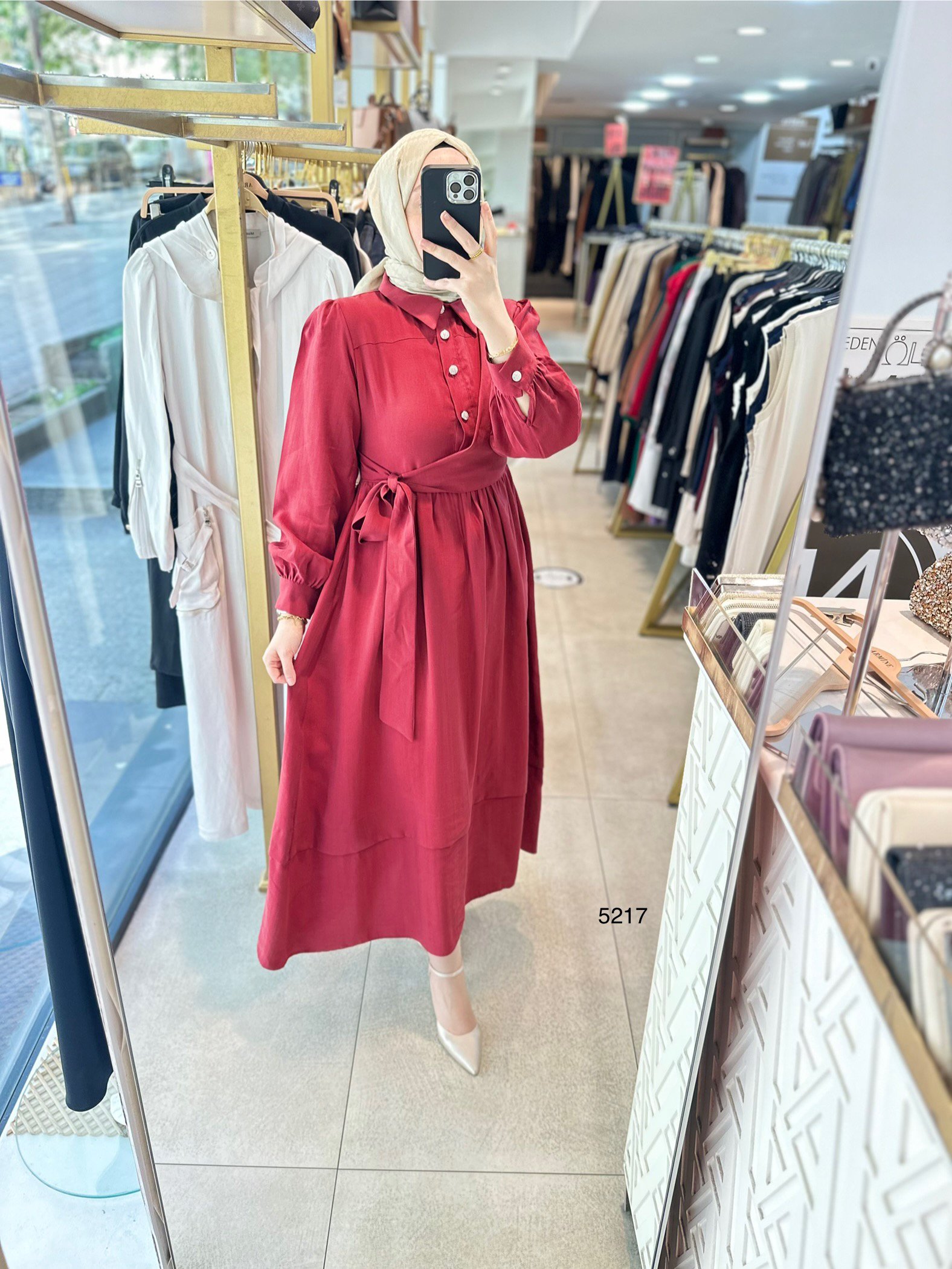 5217 Bağlama Detaylı Elbise - Görsel 15