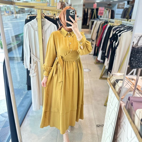 5217 Bağlama Detaylı Elbise - Görsel 19