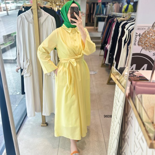 9608 Bel Bağlamalı Elbise - Görsel 1