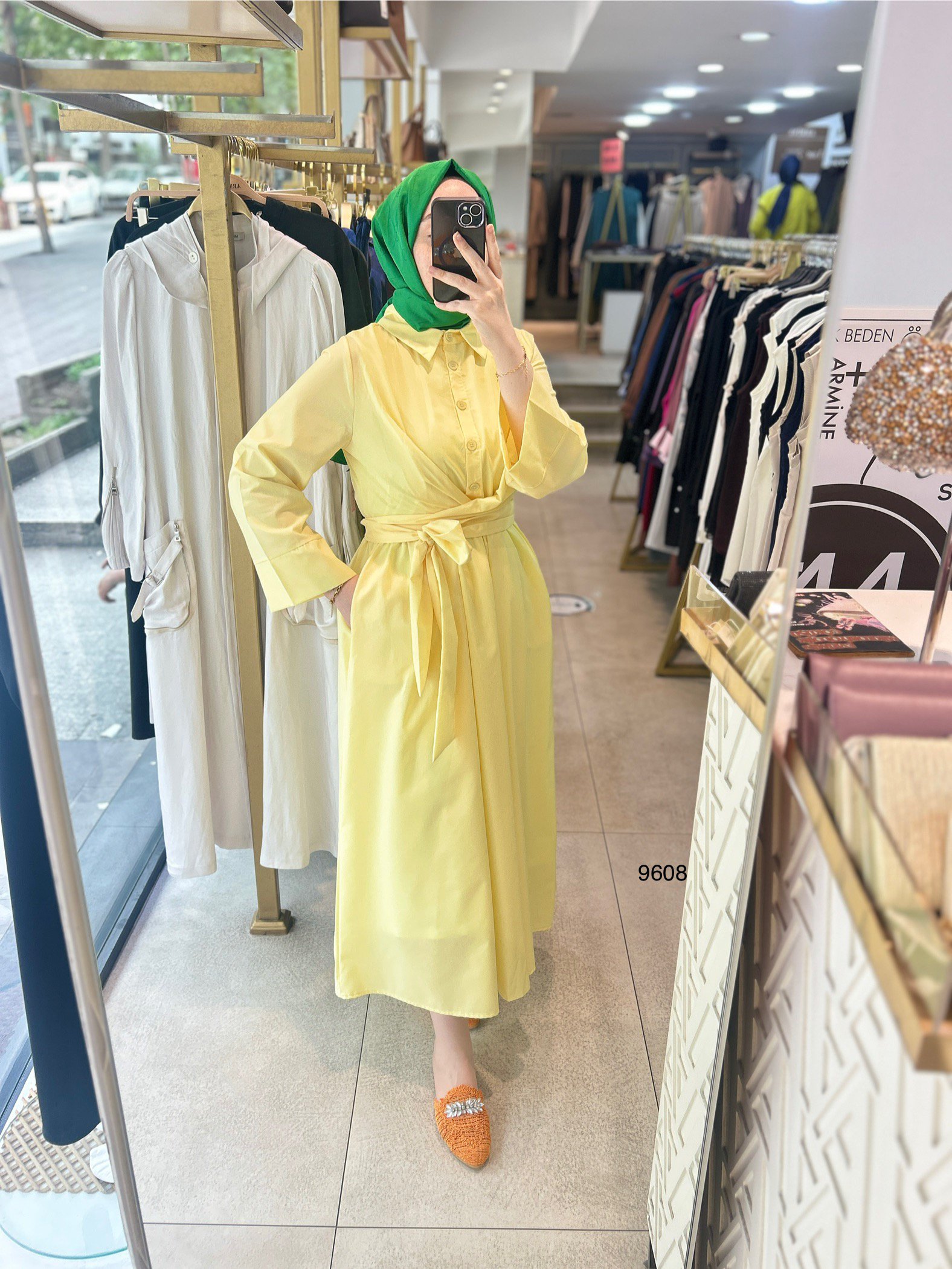 9608 Bel Bağlamalı Elbise - Görsel 1