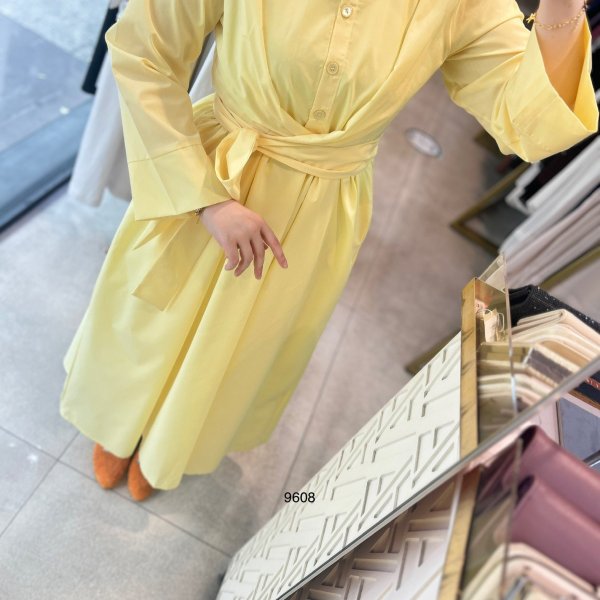 9608 Bel Bağlamalı Elbise - Görsel 7