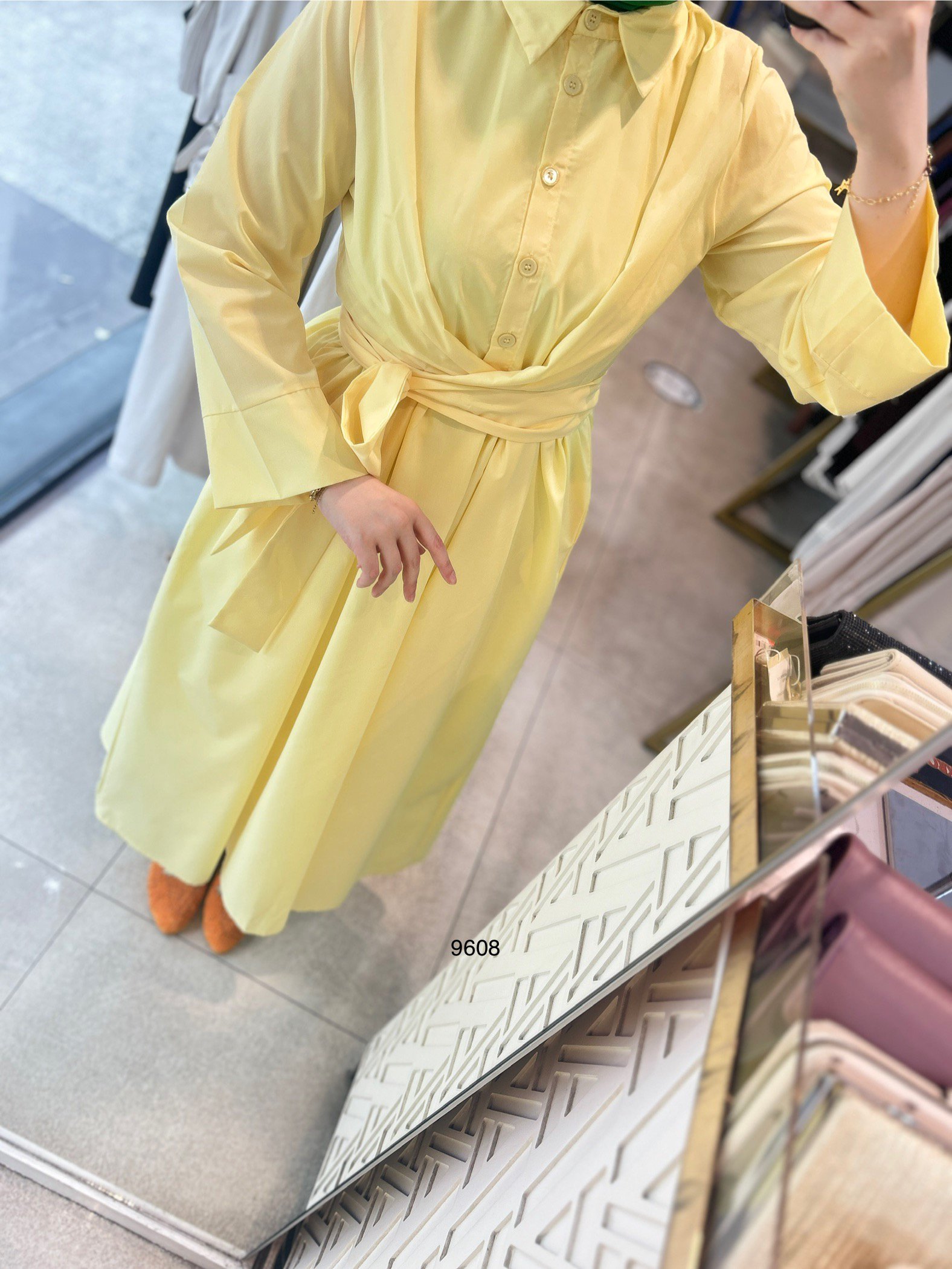 9608 Bel Bağlamalı Elbise - Görsel 7