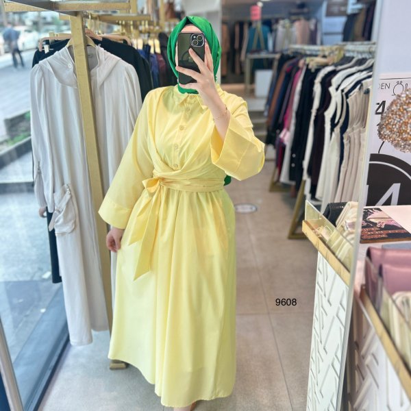 9608 Bel Bağlamalı Elbise - Görsel 2