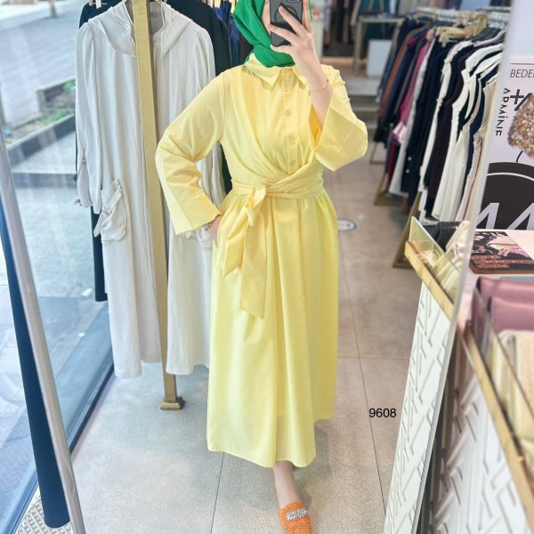 9608 Bel Bağlamalı Elbise - Görsel 5